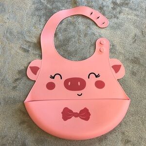Silicone Pink Pig bib